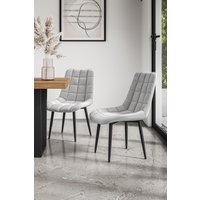 More4Homes Set of 4 Nova Modern Velvet Dining Chair Padded Seat Metal Legs in Grey