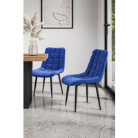 More4Homes Set of 4 Nova Modern Velvet Dining Chair Padded Seat Metal Legs in Blue