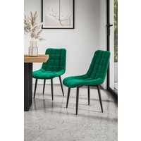 More4Homes Set of 2 Nova Modern Velvet Dining Chair Padded Seat Metal Legs in Green