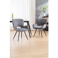 More4Homes Set of 2 Lily Modern Velvet Dining Chair Padded Seat Metal Legs in Grey