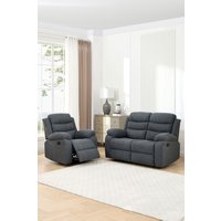 More4Homes Boston Manual Recliner Fabric 1+2 Seater Sofa Set in Grey