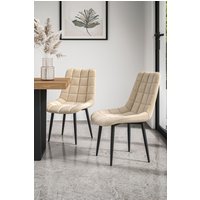 More4Homes Set of 8 Nova Modern Velvet Dining Chair Padded Seat Metal Legs in Beige