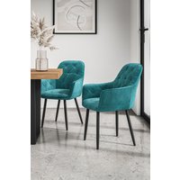 More4Homes Set Of 6 Anika Modern Velvet Dining Chair Padded Seat Metal Legs in Blue