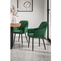 More4Homes Set Of 6 Anika Modern Velvet Dining Chair Padded Seat Metal Legs in Green