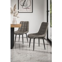 More4Homes Set of 4 Nova Modern Faux Leather Dining Chair Padded Seat Metal Legs Kitchen in Grey