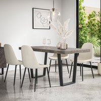 More4Homes Aria Dining Table & Chairs - Concrete Effect Table Top w Black Legs + Maya Boucle Dining Chair Set Of 4 in Ivory