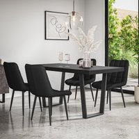 More4Homes Aria Dining Table & Chairs - Black Table Top w Black Legs + Nova Faux Leather Dining Chair Set Of 4