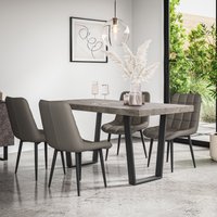 More4Homes Aria Dining Table & Chairs - Concrete Effect Table Top w Black Legs + Nova Faux Leather Dining Chair Set Of 6 in Grey