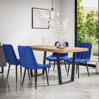 More4Homes Aria Dining Table & Chairs - Oak Effect Table Top w Black Legs + Nova Faux Leather Dining Chair Set Of 4