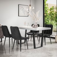 More4Homes Aria Dining Table & Chairs - White Marble Effect Table Top w Black Legs + Nova Velvet Dining Chair Set Of 4