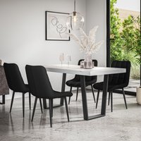 More4Homes Aria Dining Table & Chairs - White Marble Effect Table Top w Black Legs + Nova Faux Leather Dining Chair Set Of 4