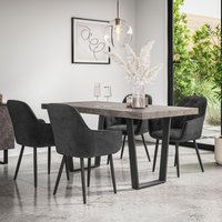 More4Homes Aria Dining Table & Chairs - Concrete Effect Table Top w Black Legs + Anika Velvet Dining Chair Set Of 4