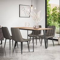 More4Homes Haydon Extending Dining Table & Chairs- Oak Effect Table Top w Black Legs + Nova Faux Leather Dining Chair Set Of 4 in Grey