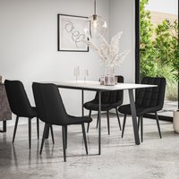 More4Homes Haydon Extending Dining Table & Chairs- White Marble Effect Table Top w Black Legs + Nova Faux Leather Dining Chair Set Of 4