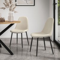 More4Homes Set Of 2 Maya Boucle Dining Chair Modern Padded Seat Metal Legs Kitchen in Ivory