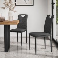 More4Homes Set Of 6 Monza Fabric Dining Chair Modern Padded Seat Metal Legs Kitchen in Charcoal