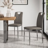 More4Homes Set Of 6 Monza Faux Leather Dining Chair Modern Padded Seat Chrome Legs Kitchen in Grey