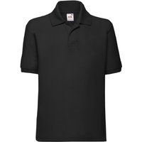 Fruit of the Loom Pique Short-Sleeved Polo Shirt in Black | Size: 9-10 Years