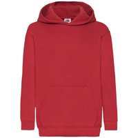 Fruit of the Loom Hooded Sweatshirt Hoodie in Red | Size: 9-10 Years