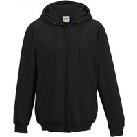 AWDis Men's Plain Hooded Full Zip Hoodie Zoodie in Jet Black | Size: Medium