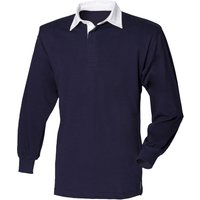 Front Row Long Sleeve Classic Rugby Polo Shirt in Navy | Size: Medium