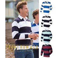 Front Row Men's Sewn Stripe Long Sleeve Sports Rugby Polo Shirt in White | Size: XL