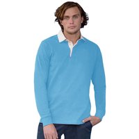 Front Row Long Sleeve Classic Rugby Polo Shirt in Baby Blue | Size: 2XL