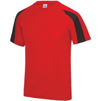 AWDis Just Cool Contrast Plain Sports T-Shirt in Red | Size: 7-8 Years