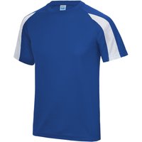 AWDis Just Cool Contrast Plain Sports T-Shirt in Blue | Size: 12-13 Years