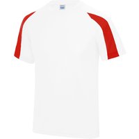 AWDis Just Cool Contrast Plain Sports T-Shirt in White | Size: 9-10 Years