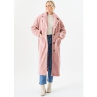 Gini London Women's Blush Longline Teddy Coat in Light Pink | Size: Large/XL