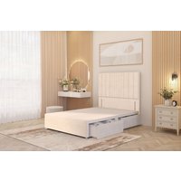 Somnior Alexas Divan Divan Bed 4 Drawers with 54" Floor Headboard Plush Velvet in Ivory | Size: Super King