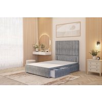 Somnior Alexas Divan Divan Bed 4 Drawers with 54" Floor Headboard Tweed Fabric in Grey | Size: Small Double