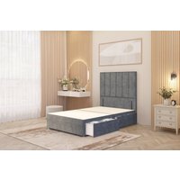 Somnior Austin 4 Drawer Divan Bed Base & 54" Floor Standing Headboard Velvet in Charcoal | Size: Double