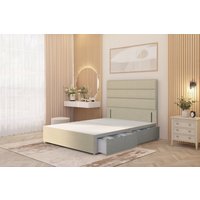 Somnior Chambery Divan Bed Frame 4 Drawers with Floor Standing Headboard Linen in Beige | Size: Small Double