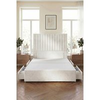 Somnior Eleanor Divan Bed 4 Drawers & 54" Floor Standing Headboard Velvet in White | Size: Super King