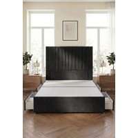 Somnior Eleanor Divan Bed 4 Drawers & 54" Floor Standing Headboard Velvet in Black | Size: King