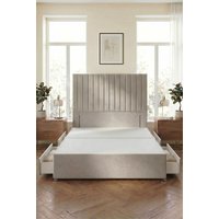 Somnior Eleanor Divan Bed 4 Drawers & 54" Floor Standing Headboard Velvet in Silver | Size: Double
