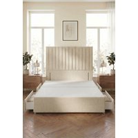Somnior Eleanor Divan Bed 4 Drawers & 54" Floor Standing Headboard Linen in Beige | Size: Double