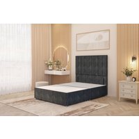 Somnior Alexas Divan Bed Base with 54" Floor Standing Headboard Tweed Fabric in Charcoal | Size: King