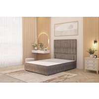 Somnior Alexas Divan Bed Base with 54" Floor Standing Headboard Tweed Fabric in Brown | Size: Single