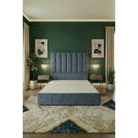 Somnior Austin Divan Bed Base & 54" Floor Standing Headboard Plush Velvet in Charcoal | Size: Super King