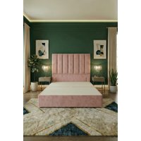 Somnior Austin Divan Bed Base & 54" Floor Standing Headboard Plush Velvet in Pink | Size: King