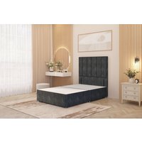 Somnior Austin Divan Bed Base & 54" Floor Standing Headboard Tweed Fabric in Charcoal | Size: King