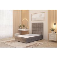 Somnior Austin Divan Bed Base & 54" Floor Standing Headboard Tweed Fabric in Brown | Size: Double