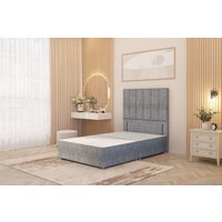 Somnior Austin Divan Bed Base & 54" Floor Standing Headboard Tweed Fabric in Grey | Size: Double