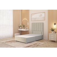 Somnior Austin Divan Bed Base & 54" Floor Standing Headboard Tweed Fabric in Natural | Size: Small Double