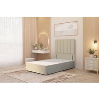 Somnior Austin Divan Bed Base & 54" Floor Standing Headboard Linen Fabric in Beige | Size: Small Single