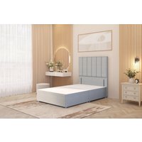 Somnior Austin Divan Bed Base & 54" Floor Standing Headboard Linen Fabric in Light Grey | Size: Double