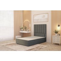 Somnior Austin Divan Bed Base & 54" Floor Standing Headboard Linen Fabric in Mid Grey | Size: Super King